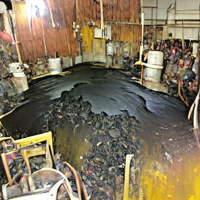 Boiler Room Overflowing with Tar