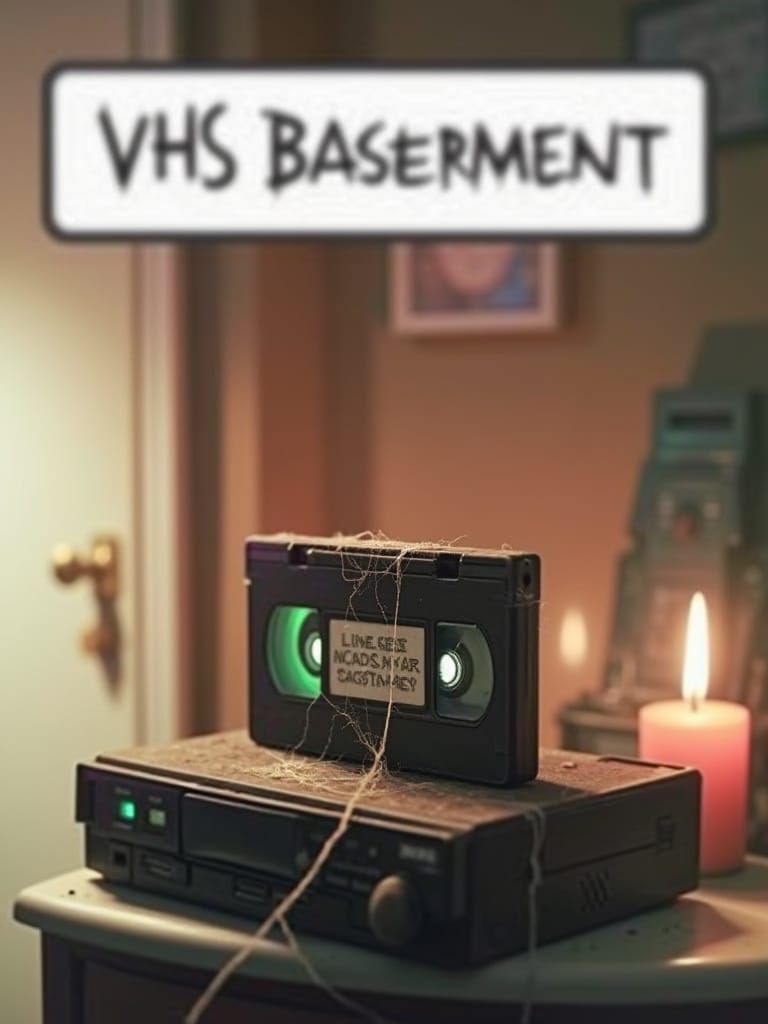 Eerie VHS Tape Haunts Old VCR in Creepy Basement