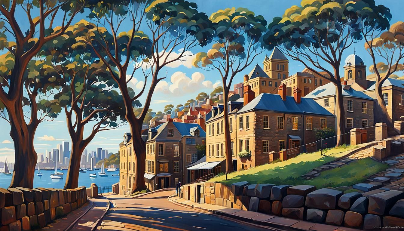 Sydney's The Rocks: An Impressionist Harbor View