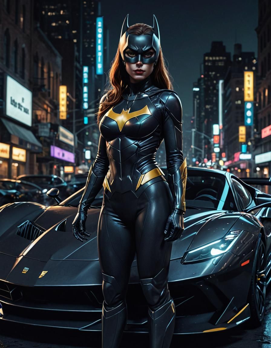 Batgirl in Gotham: Neo-Noir Digital Art