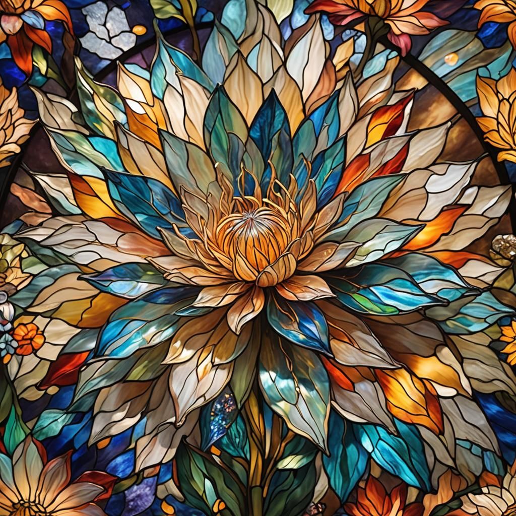 Glowing Stained Glass Flower Concept Art