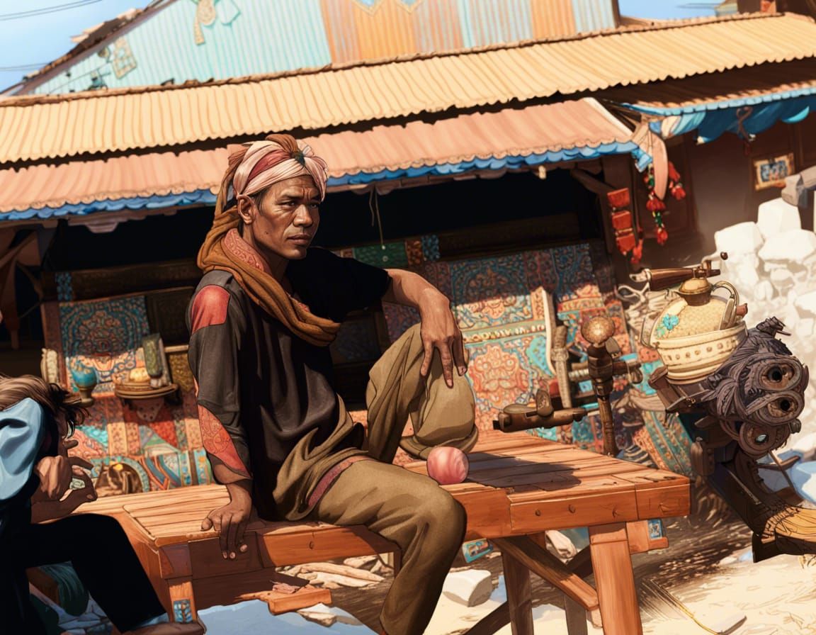 Detailed Portrait of Cambodian Man in Digital Art Style