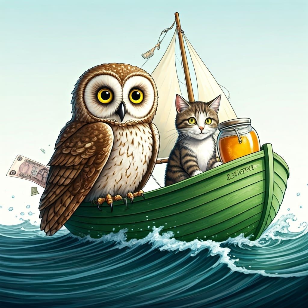 Owl and Cat's Pea-Green Boat Adventure