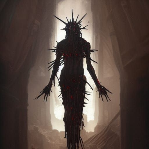 Decayed Biomechanical Figure in Dark Gothic Style