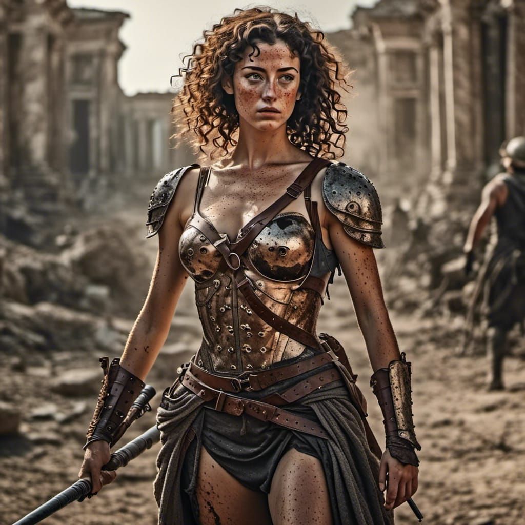 Goddess Ariadne on a Battlefield in HDR