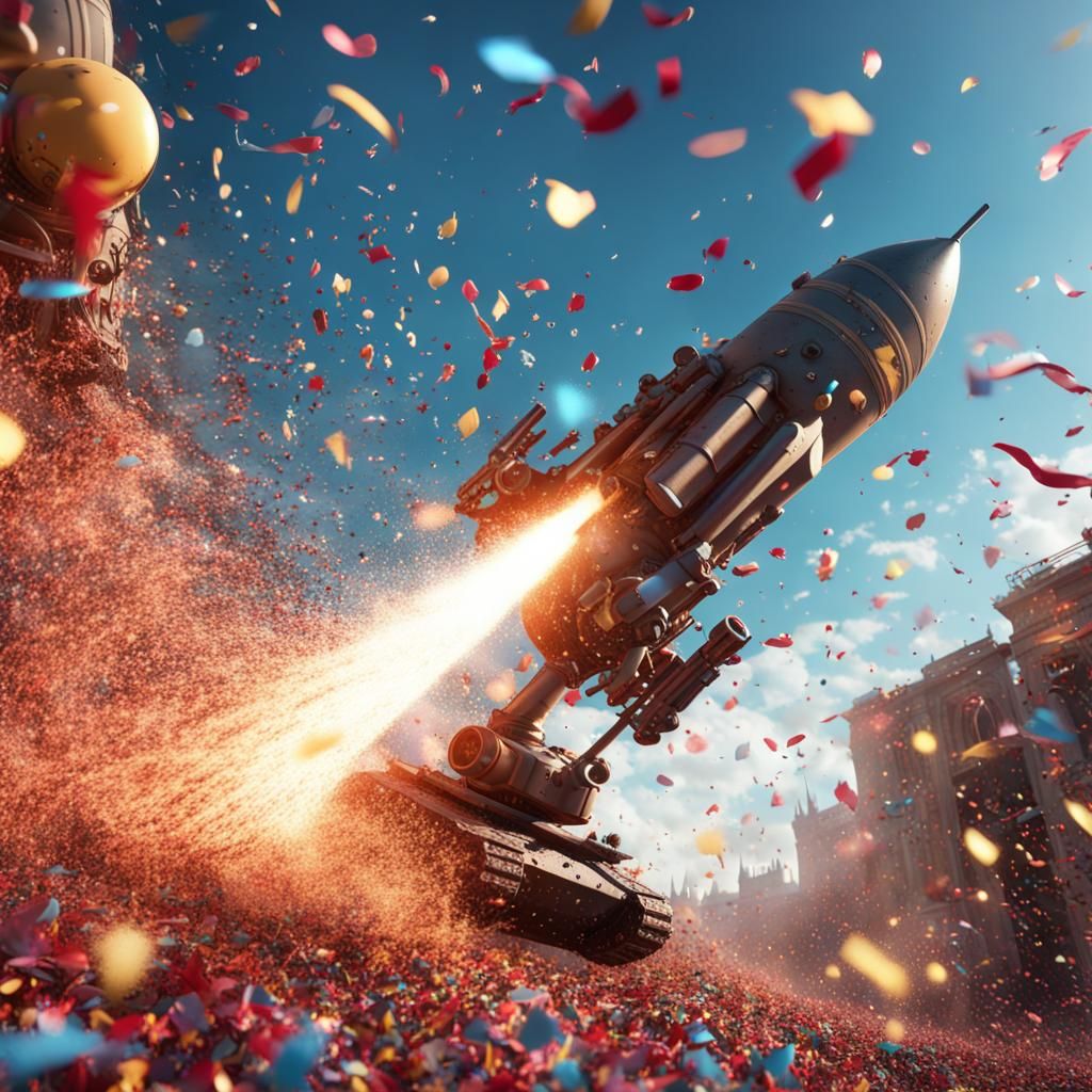 Confetti Rocket and Tank Fantasy Art