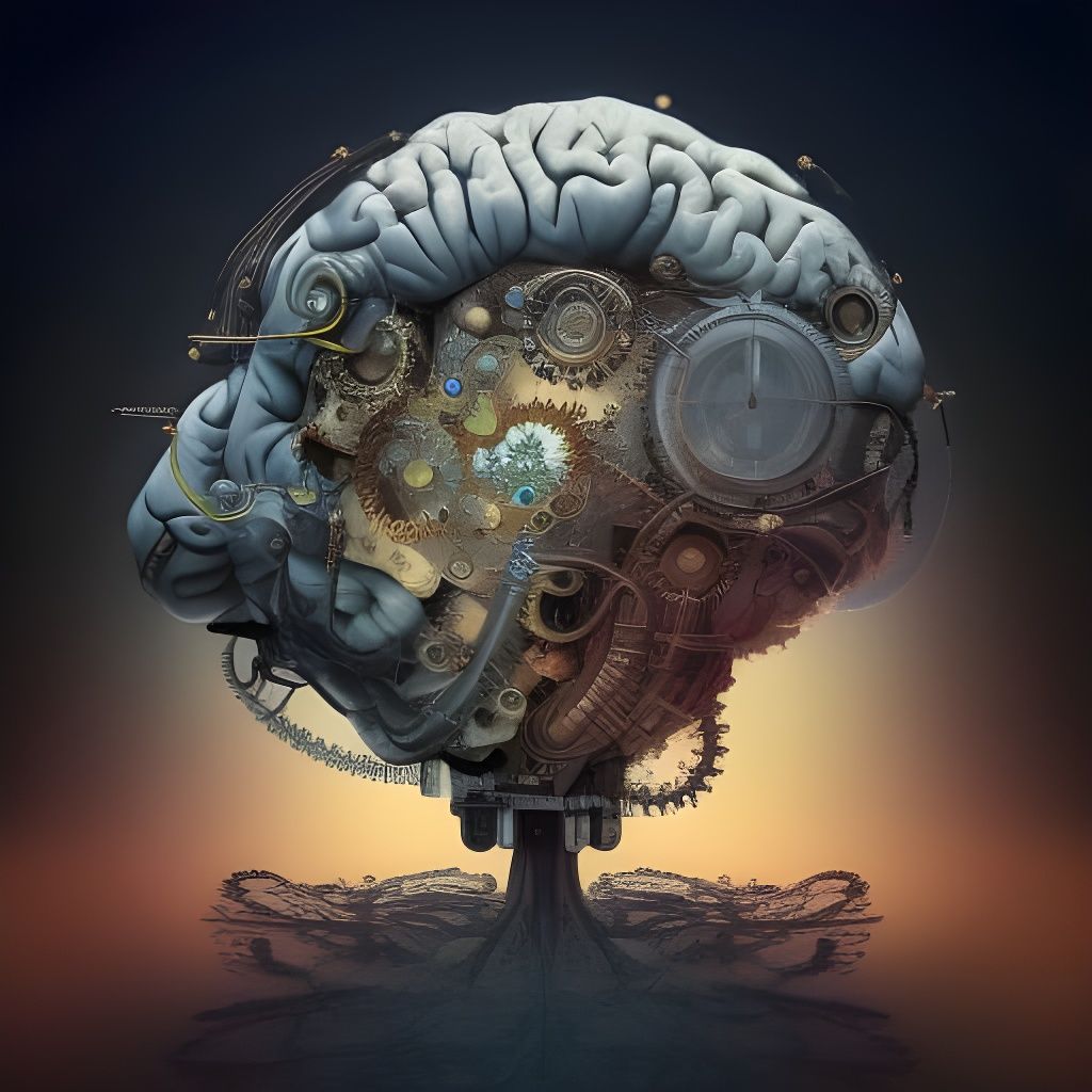 Intricate Steampunk Brain Portrait by Ian Miller