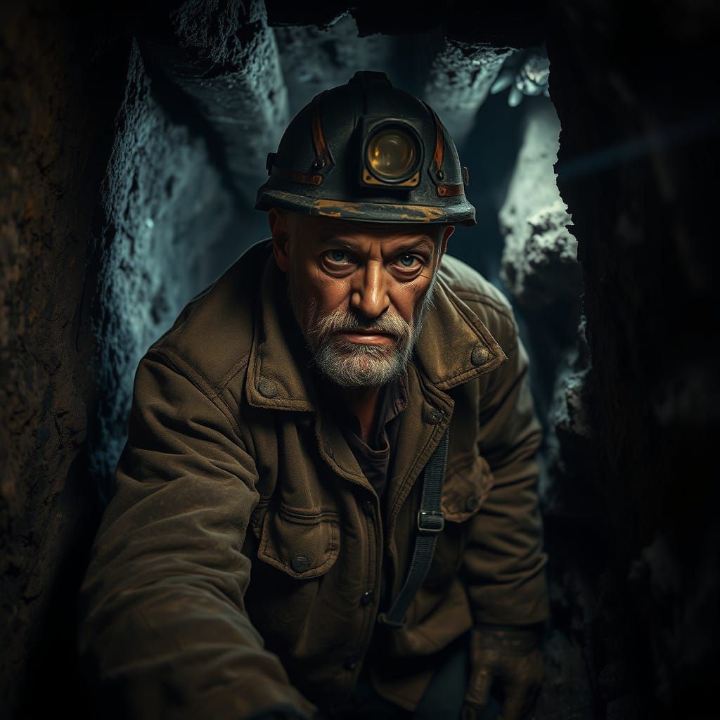 Vigilant Miner Clings to Darkness in the Mine Shaft