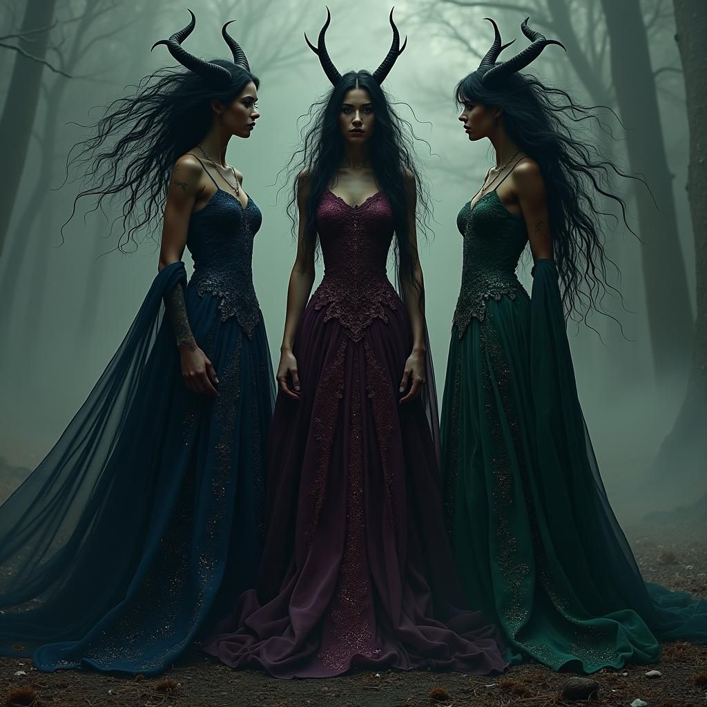 Morrigan Sisters United: Silhouetted Fantasy Art