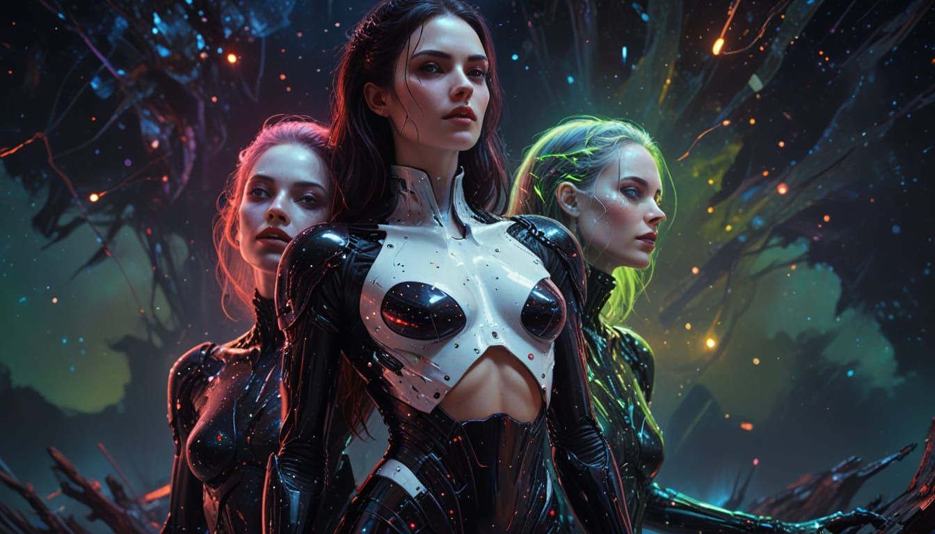 Cybernetic Vampire in Space: Surreal Digital Art