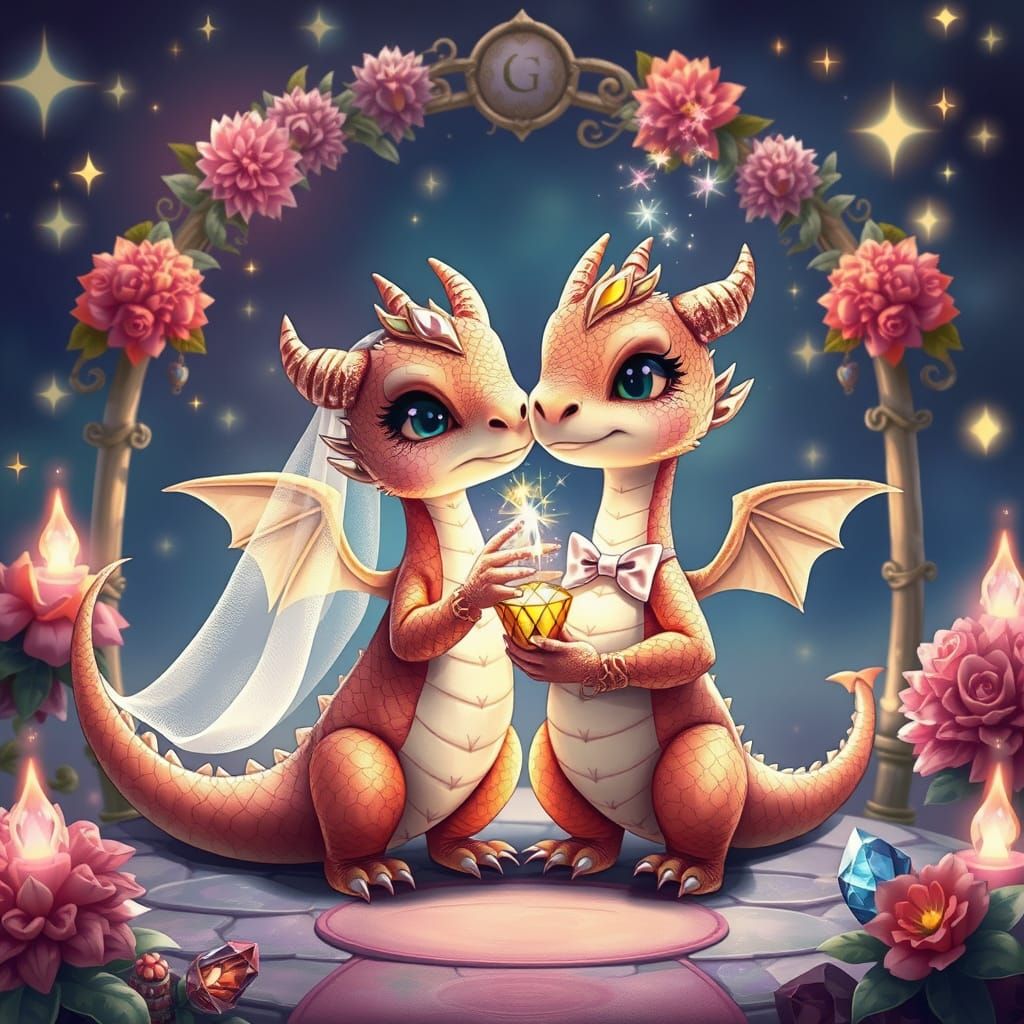Magical Dragon Wedding in Whimsical Fantasy Setting
