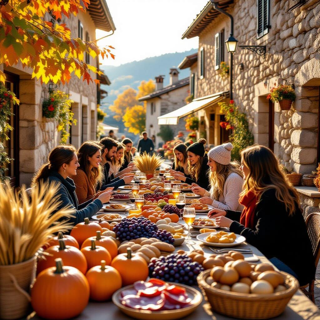 Italian Autumn Harvest Celebration in Stone Village
