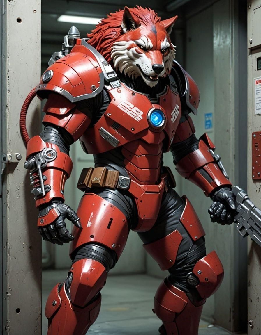 Armored Lobo Sci-Fi Soldier in Comic Book Style
