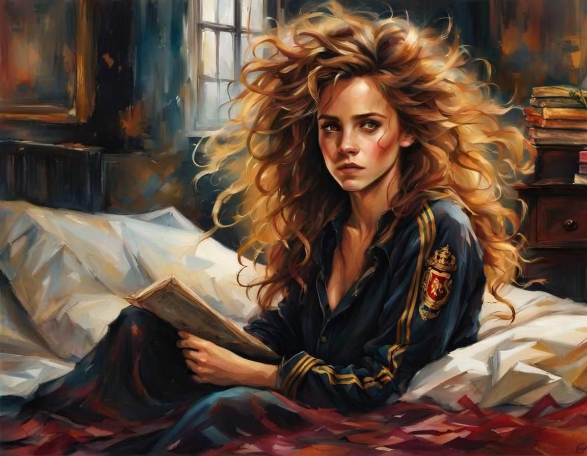 Hermione Granger with Frizzy Bedhead in Gryffindor Dorm