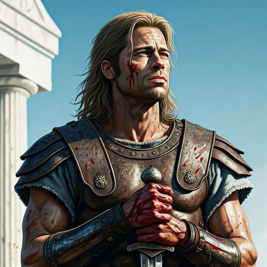 Heroic Portrait in Ancient Greek Style on Vellum