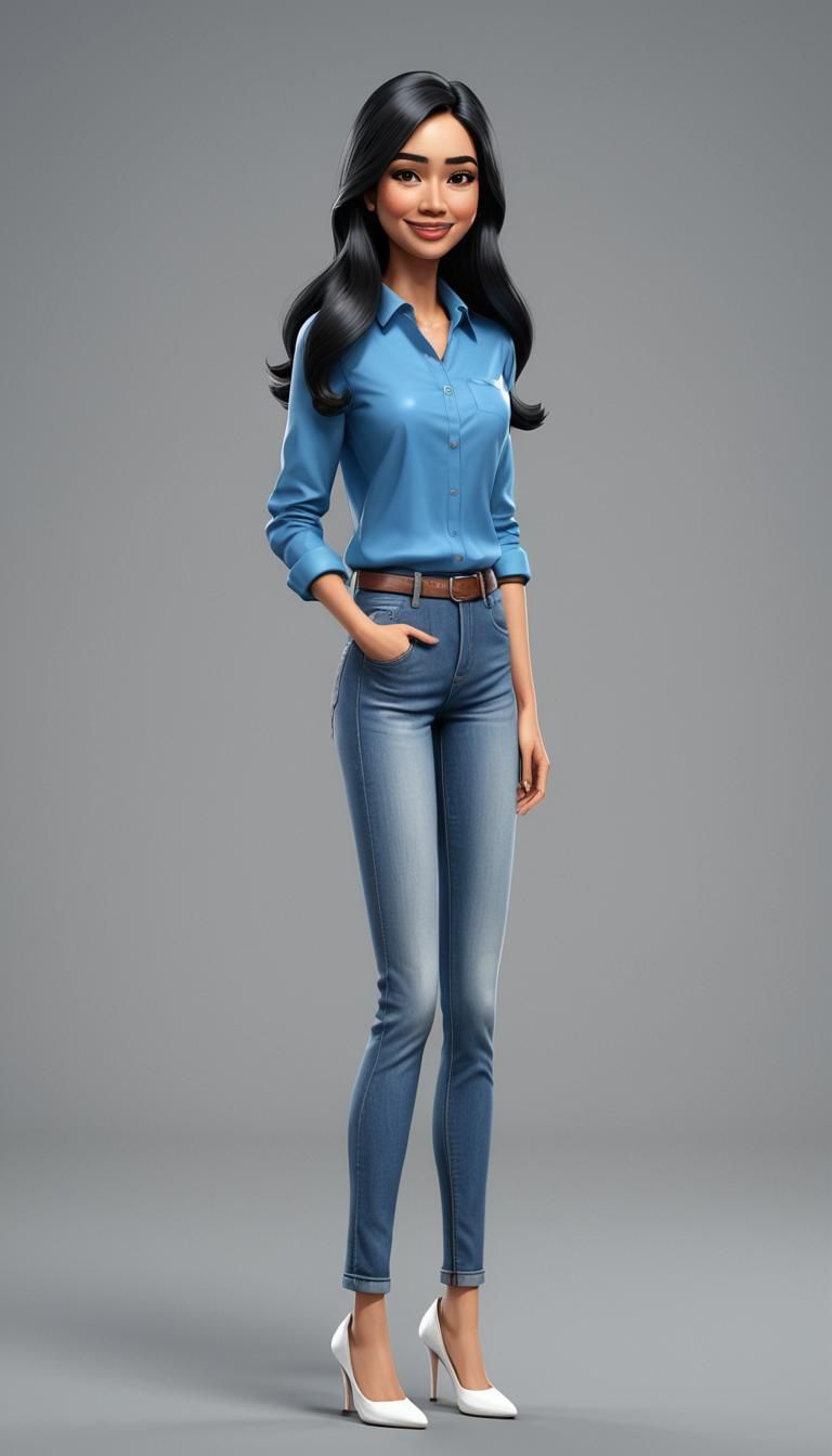 Realistic 3D Caricature of a Beautiful Indonesian Woman