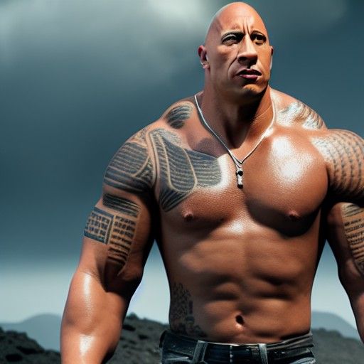 Realistic Portrait: Dwayne Johnson and Vin Diesel Fusion
