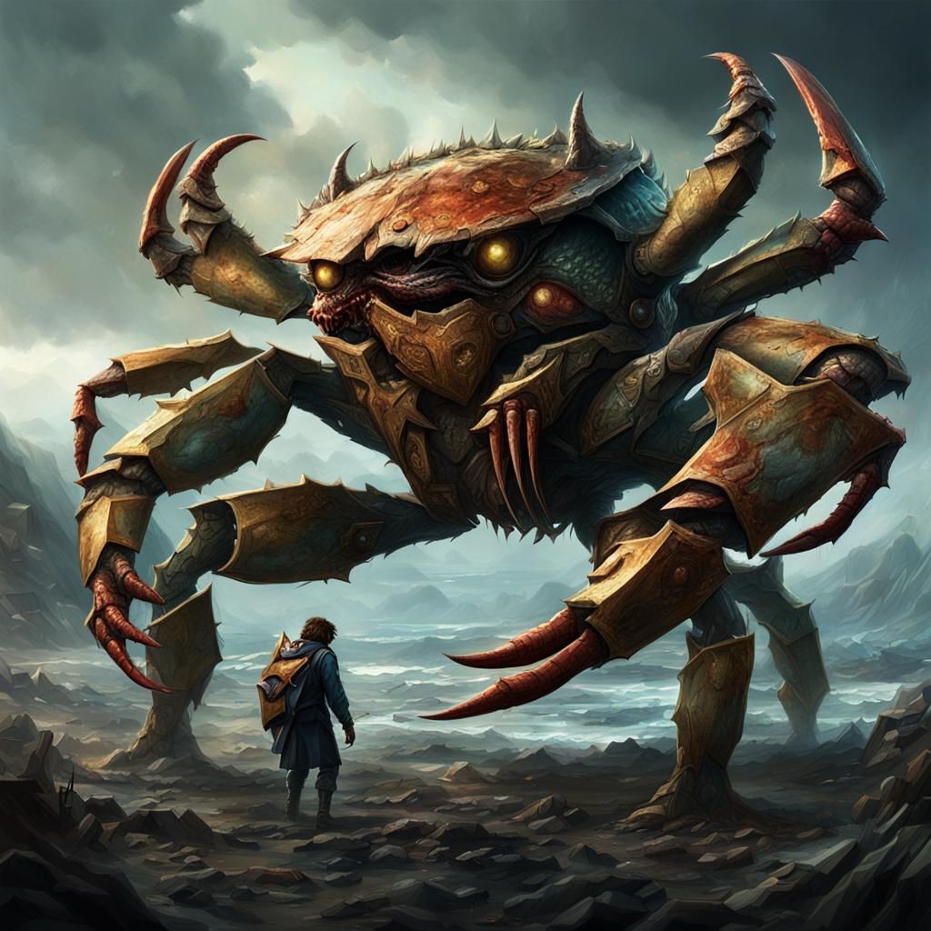 Epic Crab-Man Mutant Warrior: Digital Matte Painting