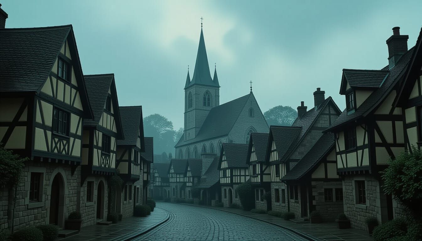Medieval Village Cinematic Film Still