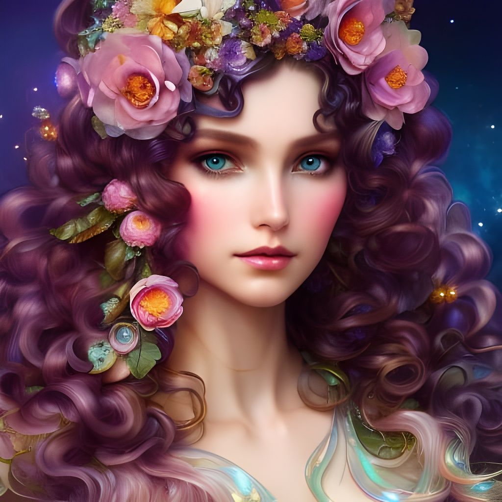 Ethereal Fairy Goddess in a Floral Dreamscape