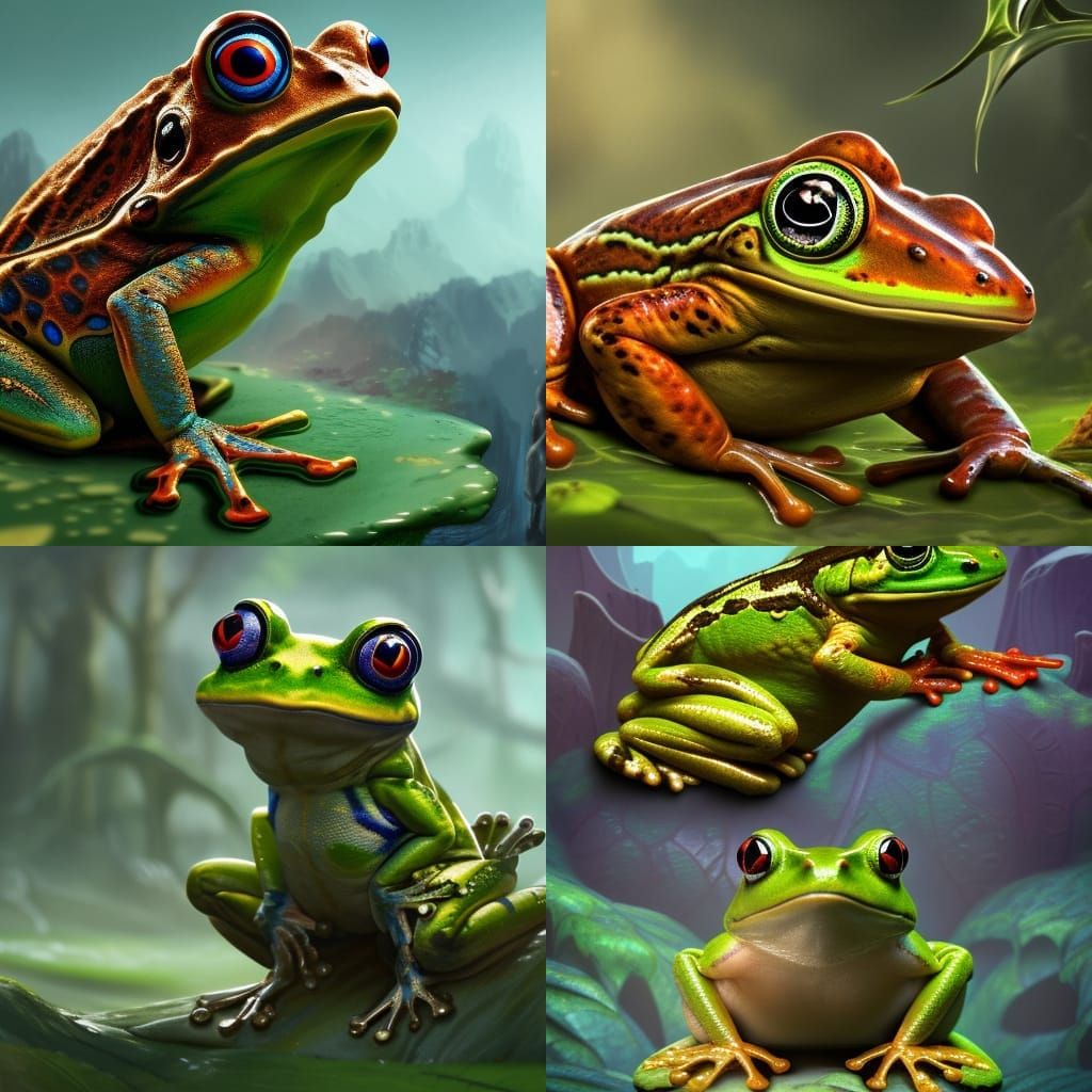 Humorous Frog in Detailed Matte Painting