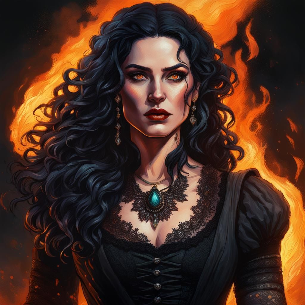 Yennefer of Vengerberg Portrait with Fire