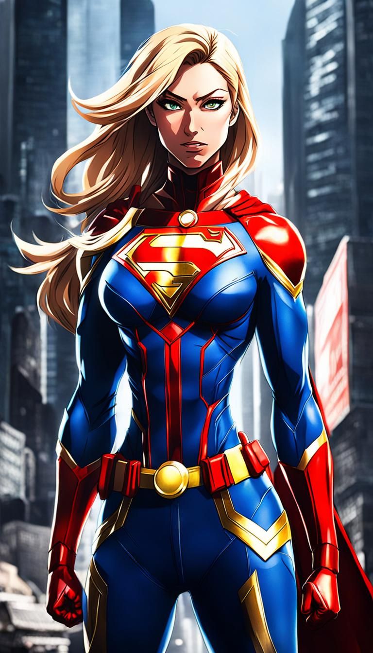 Anime Female Superhero in Action