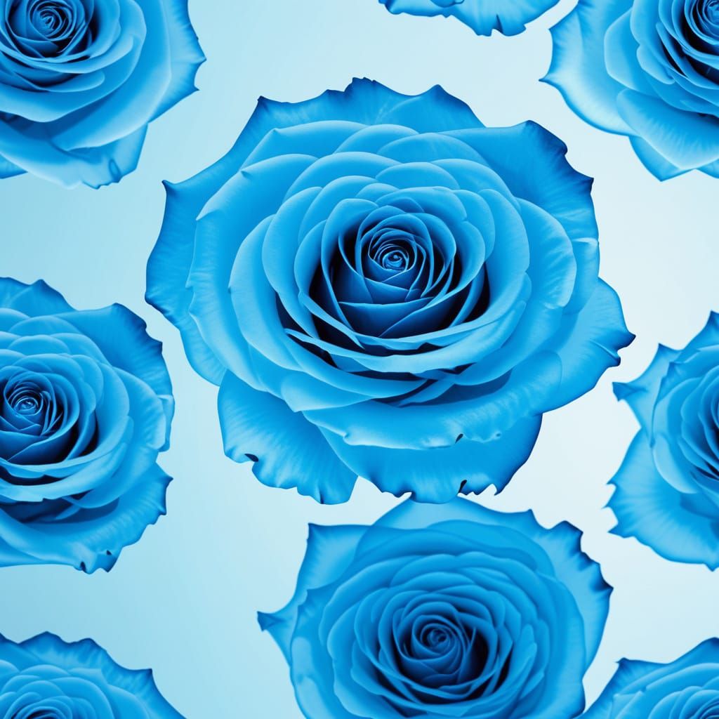 Luminous Blue Water Roses in Spotlight