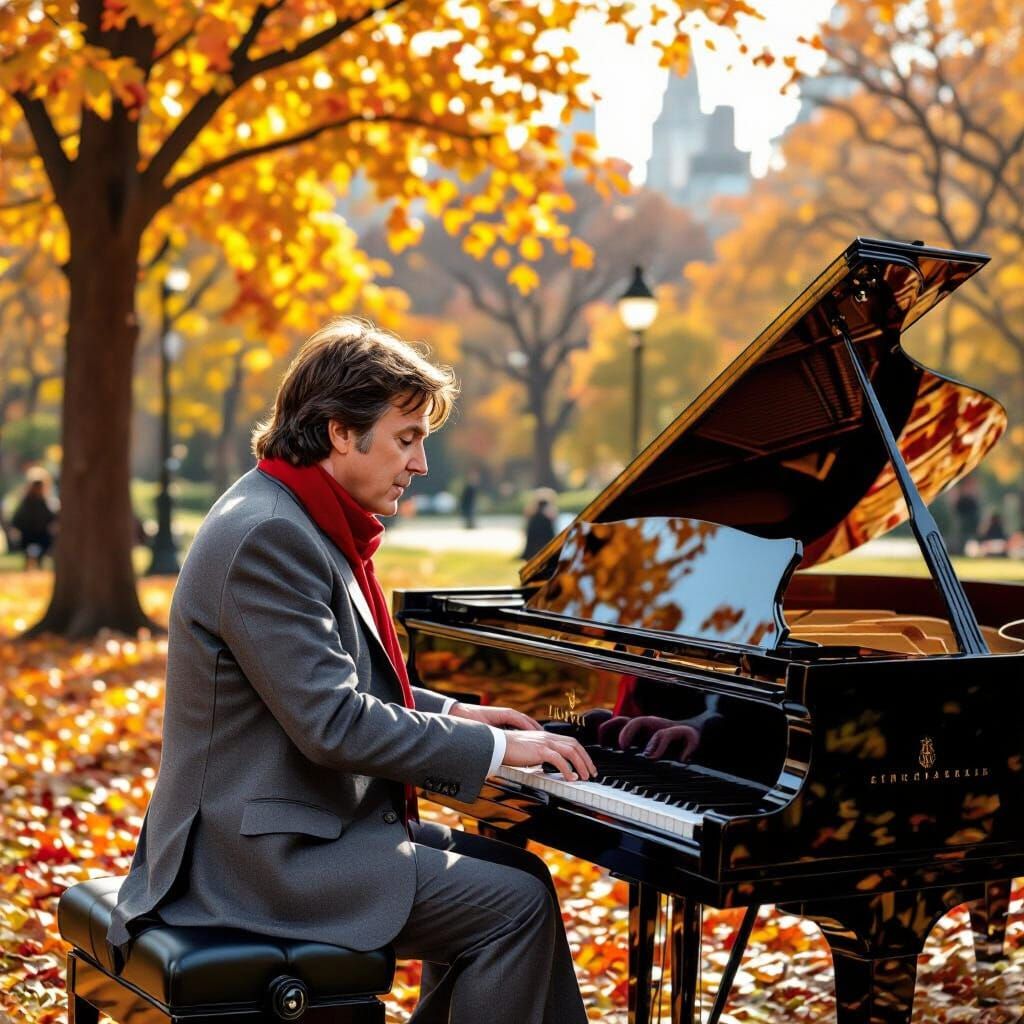 Paul McCartney Plays Piano in Autumn Central Park