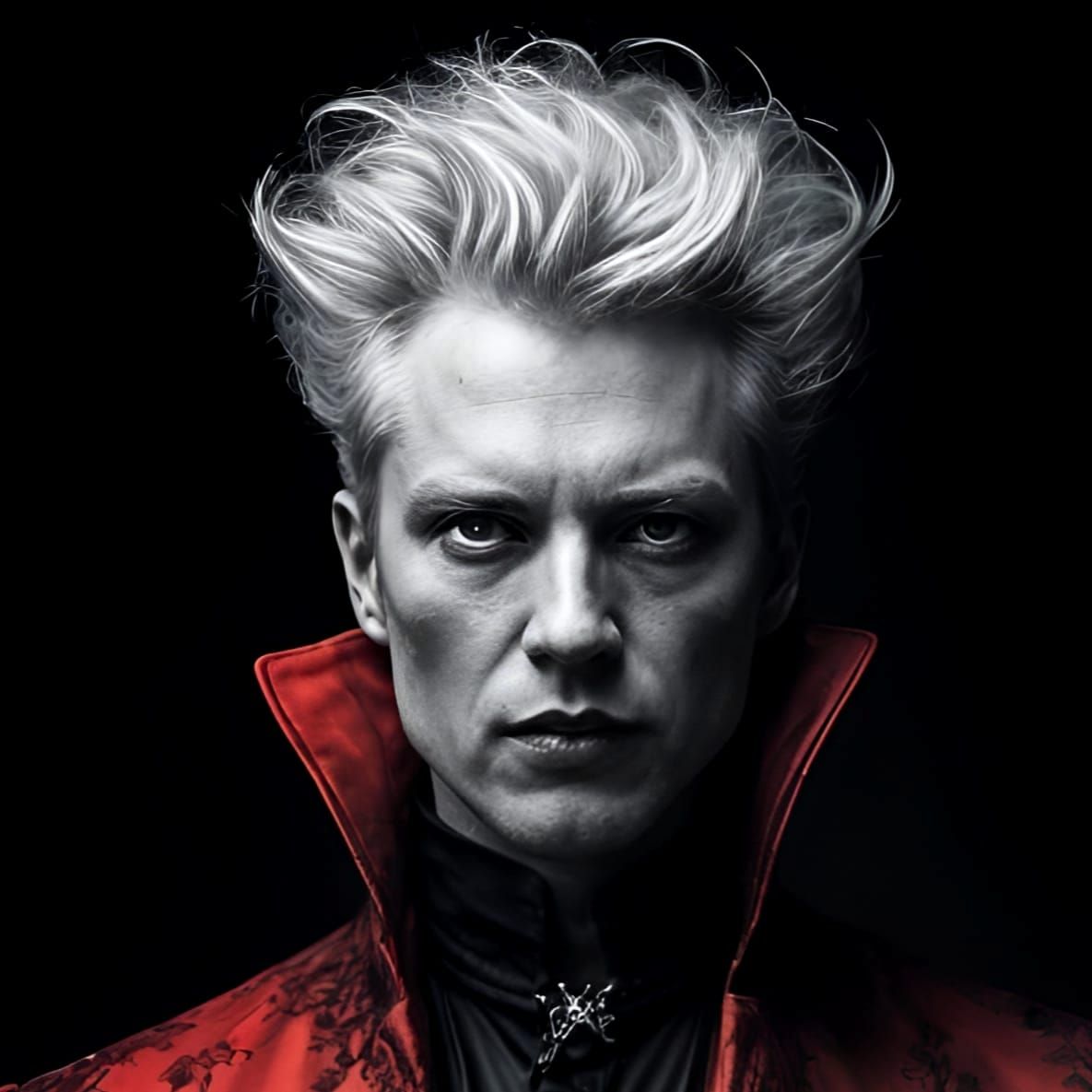 Gothic Vampire in Luxurious Red Attire