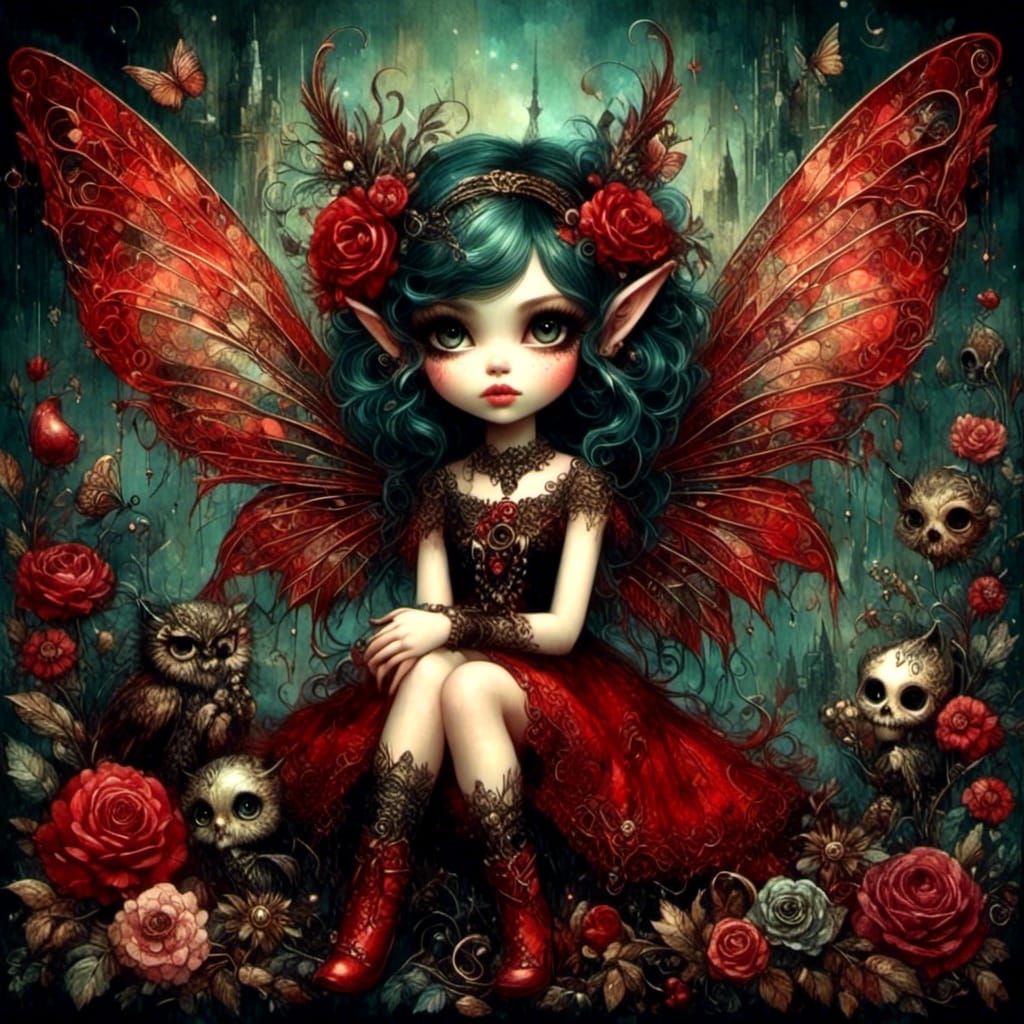 Gothic Fairy in Art Deco Nouveau Style