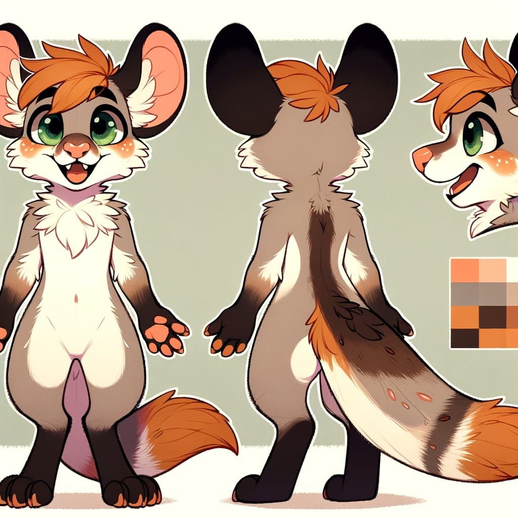 Kemono Furry Deer Mouse Character Reference Sheet