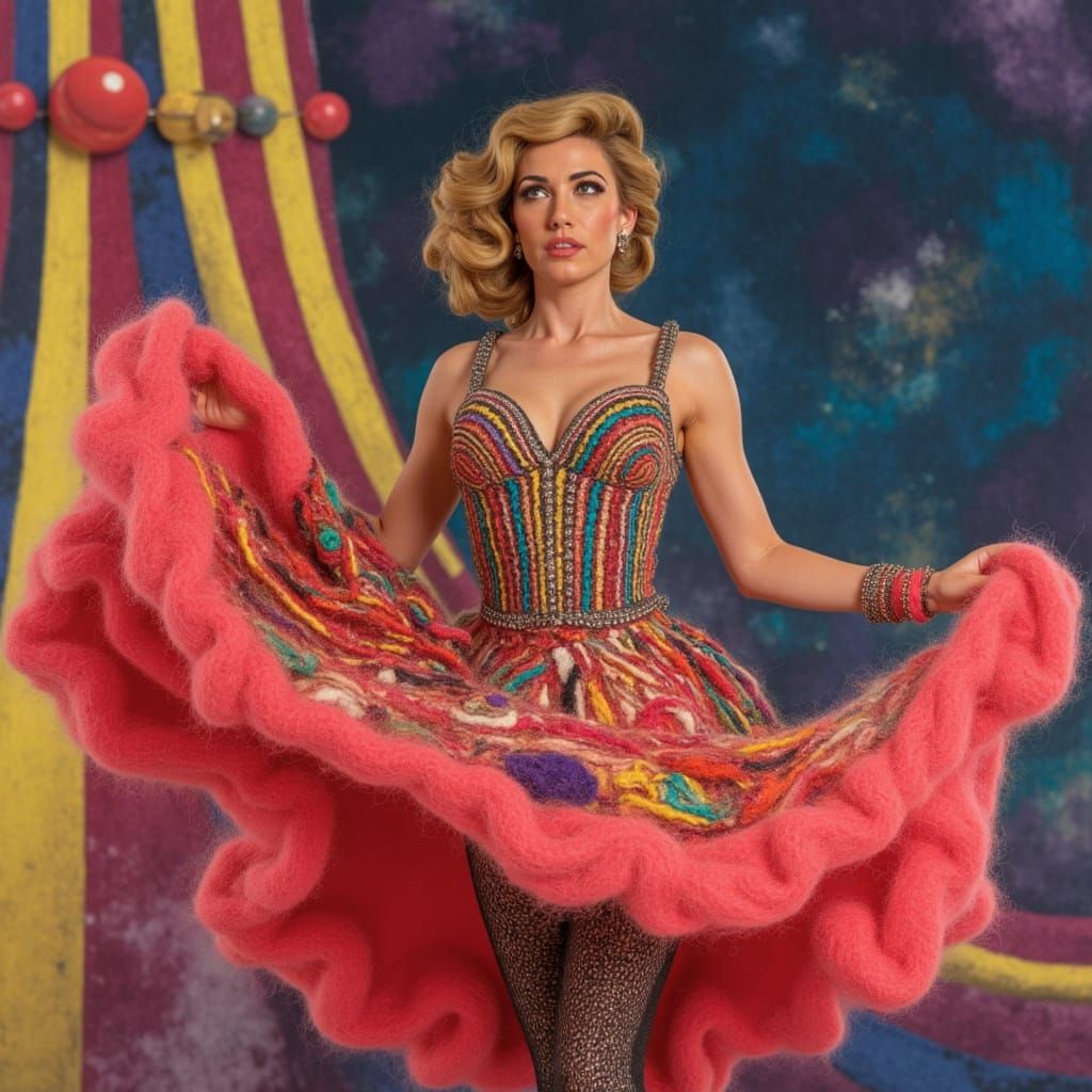 Dancer Under the Big Top in Vibrant Wool Portrait