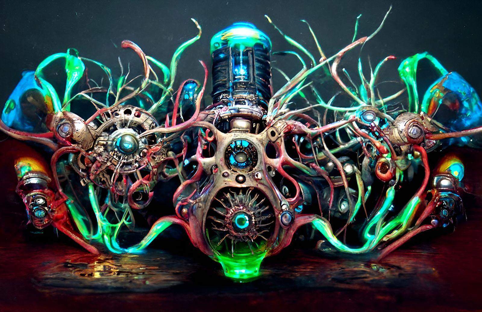 Biopunk Energy Core with Bioluminescence