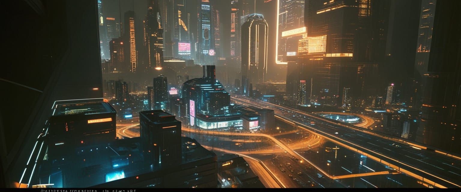 Futuristic Cyberpunk City Office View