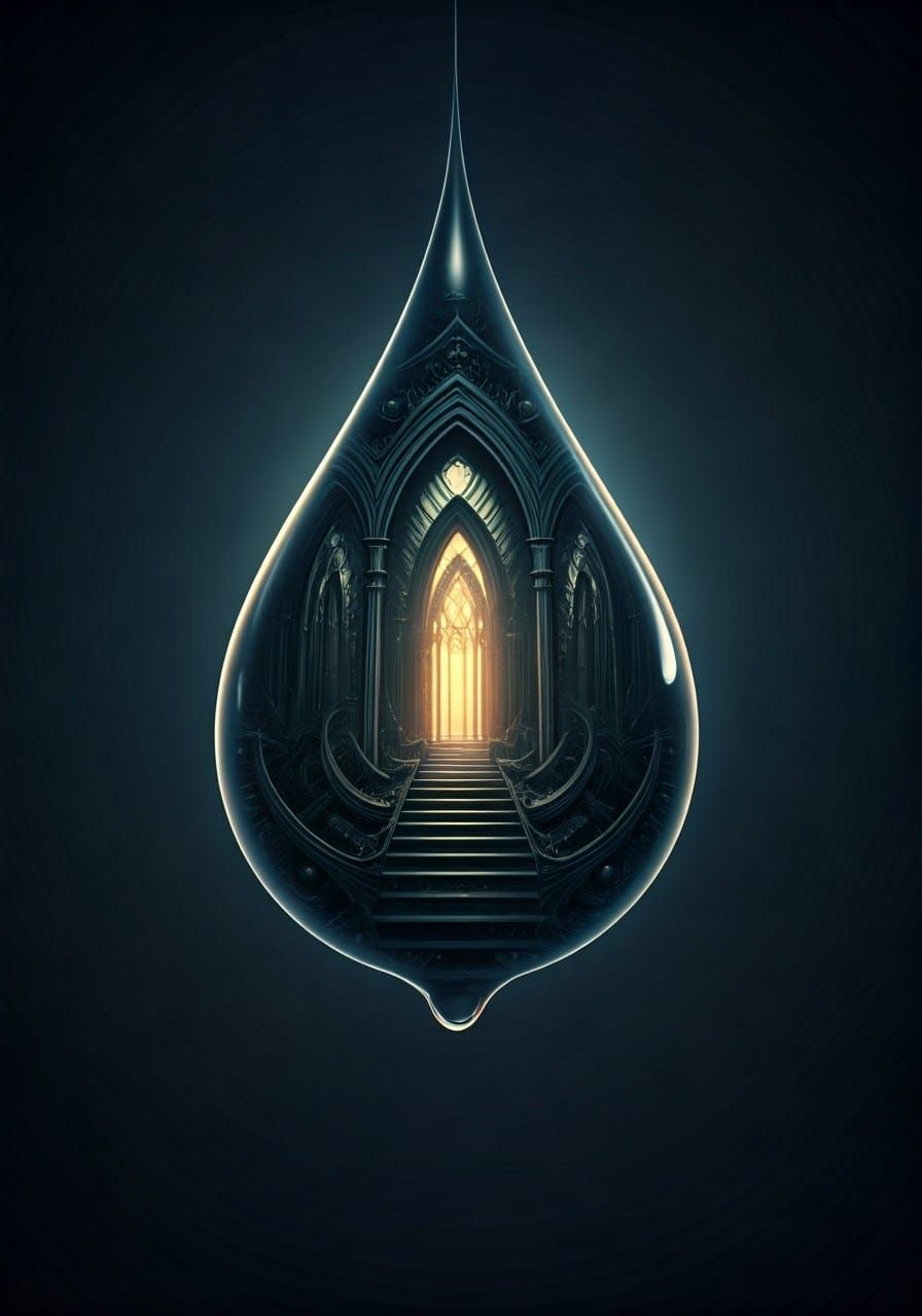 Eerie Alien World Inside Refracting Raindrop