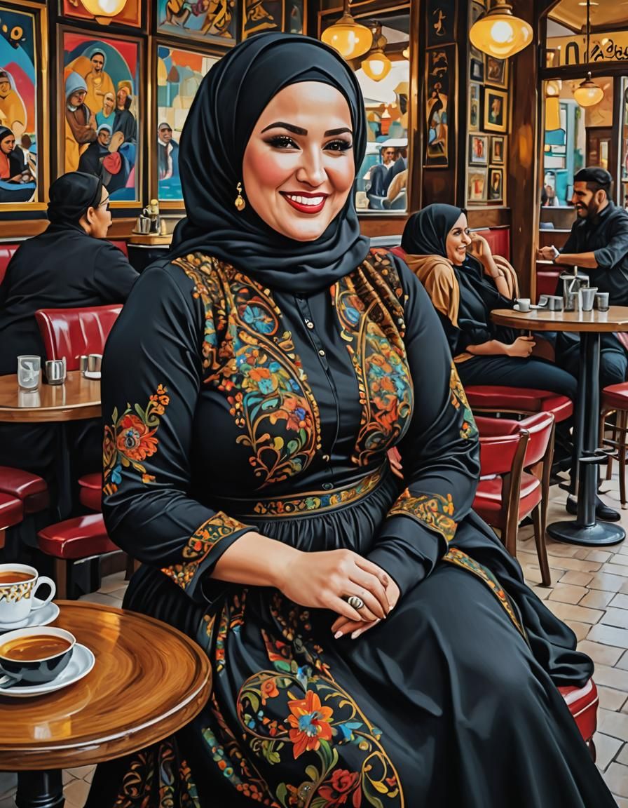 Psychedelic Pop Art Portrait of Middle Eastern Woman