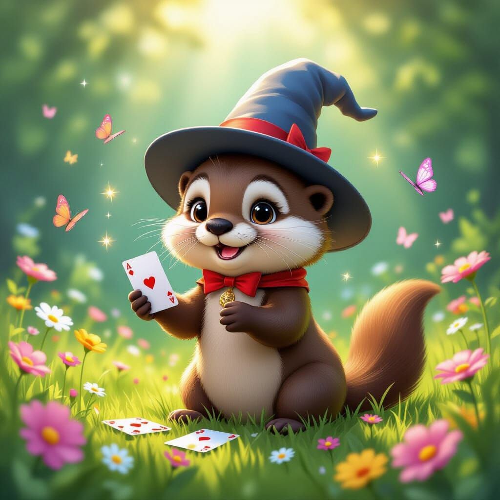 Otter Magician Performs Card Trick: Disney-Style 3D Art