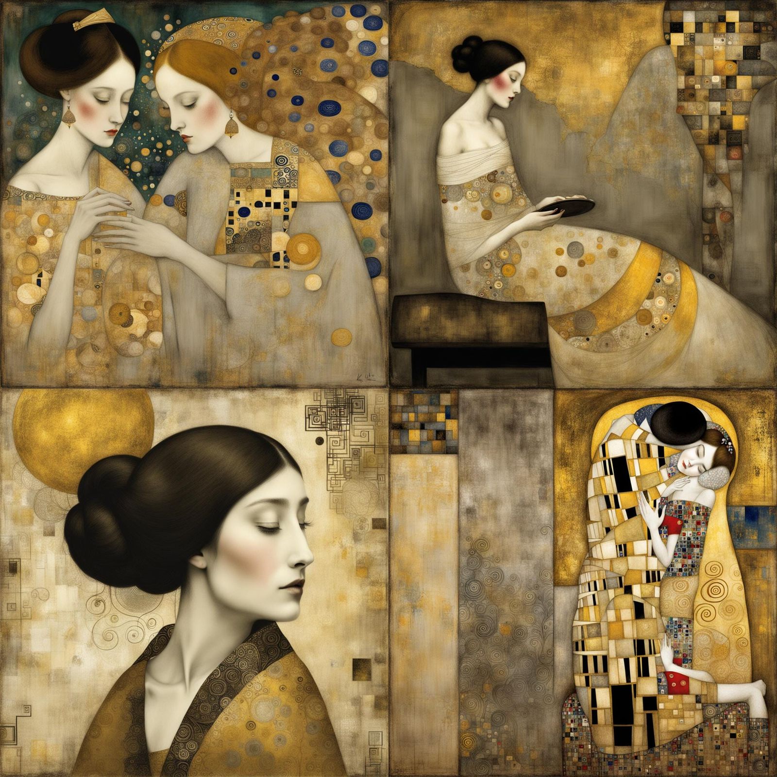 Ornate Figure in Gustav Klimt Golden Style