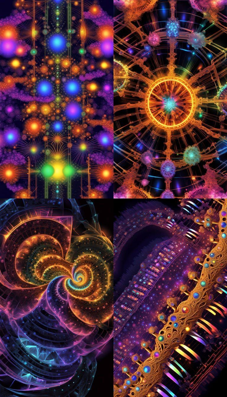 Neon Crystals Grow to Music: Psychedelic Digital Art