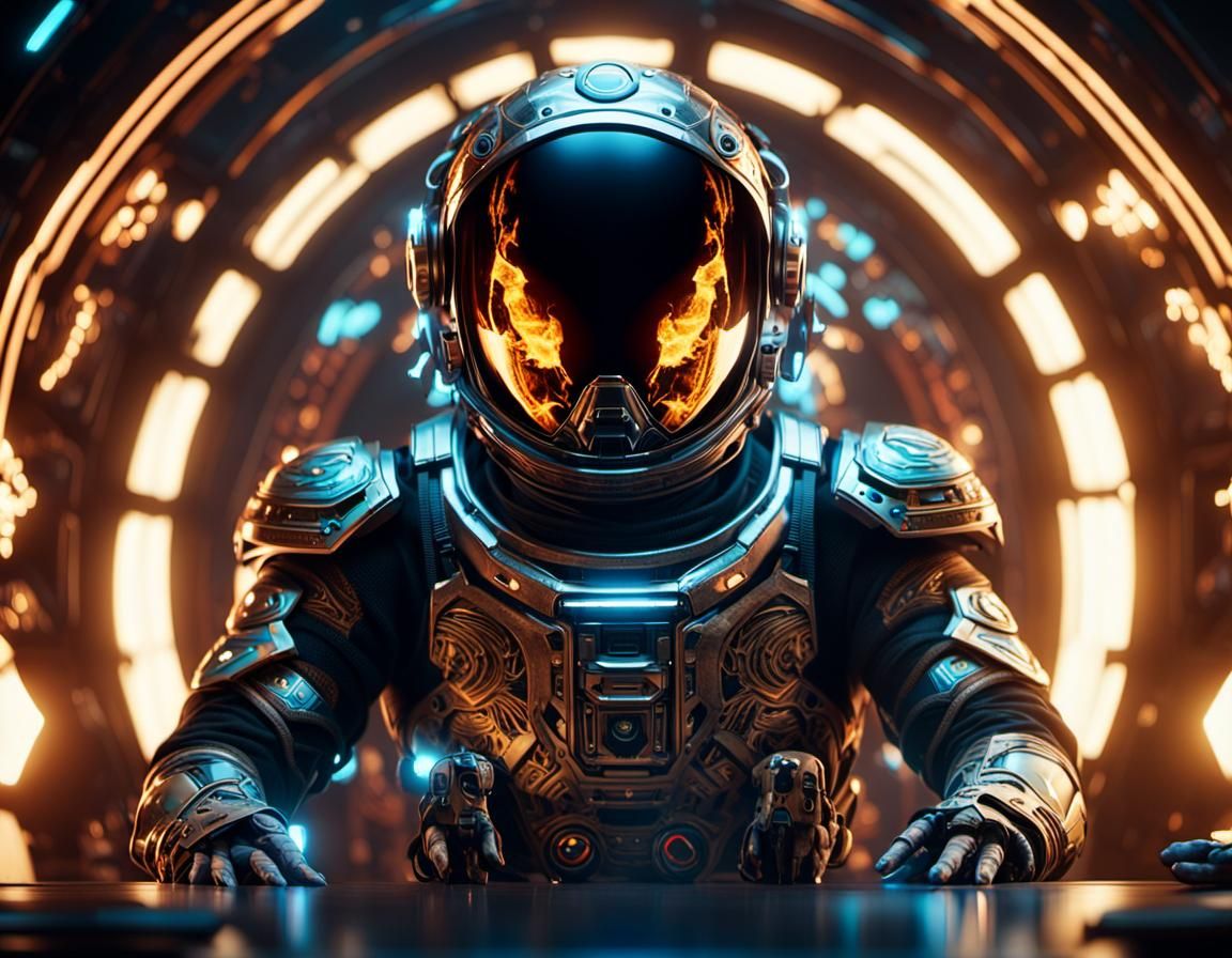 Astronaut Rides Bioluminescent Creature in Sci-Fi Art