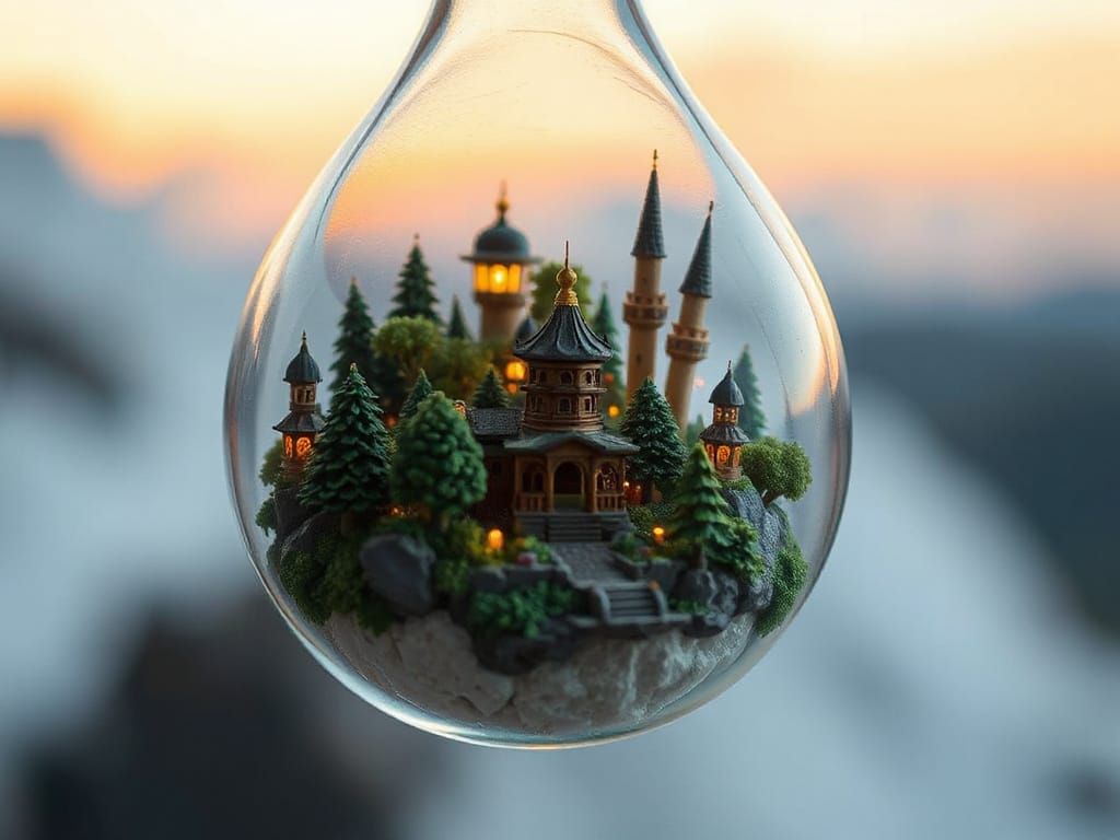 Miniature World in Teardrop: Digital Art