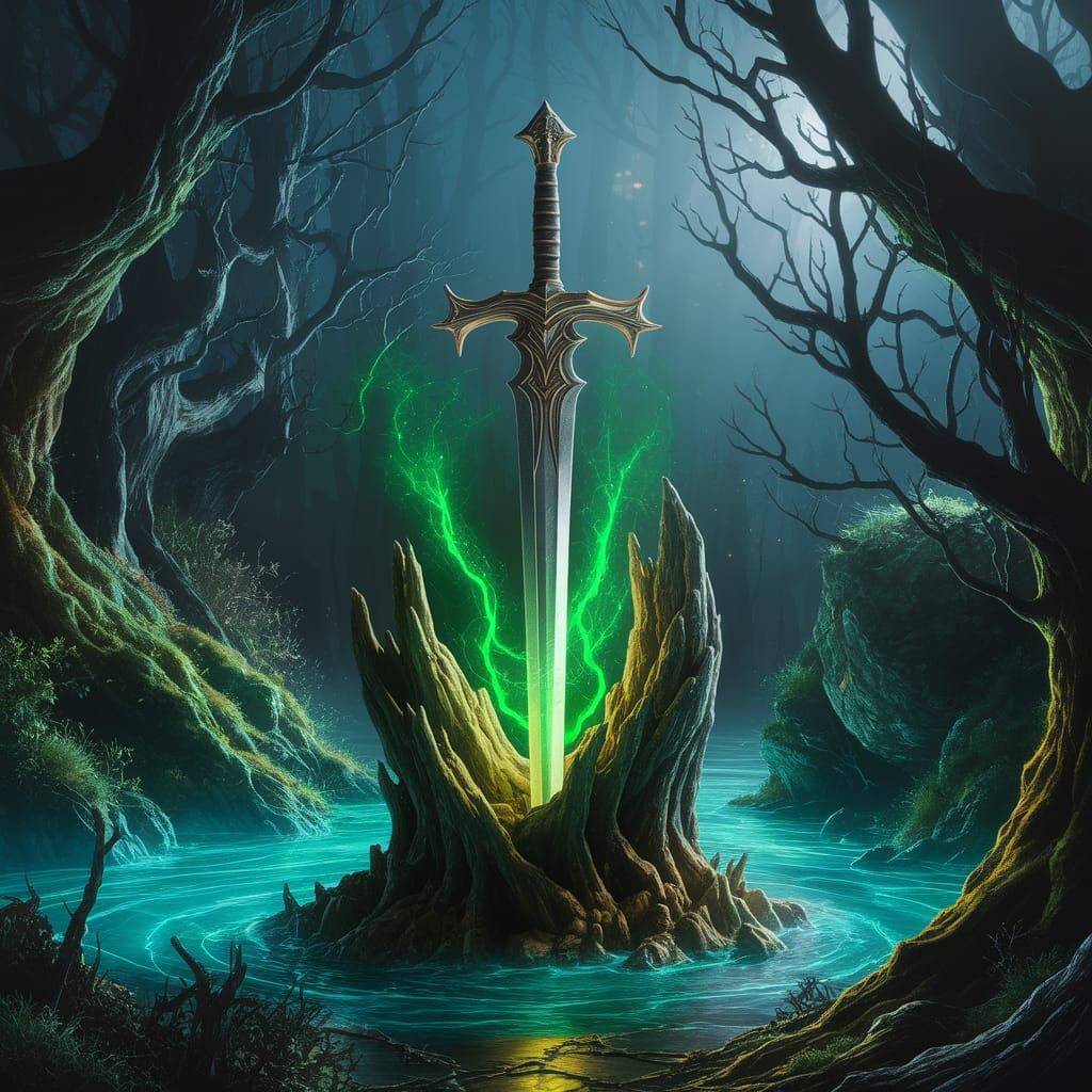 Ethereal Sword in Enchanted Forest
