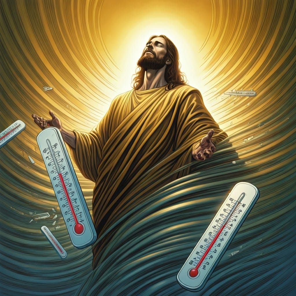 Divine Being in Whirlwind of Shattered Thermometers