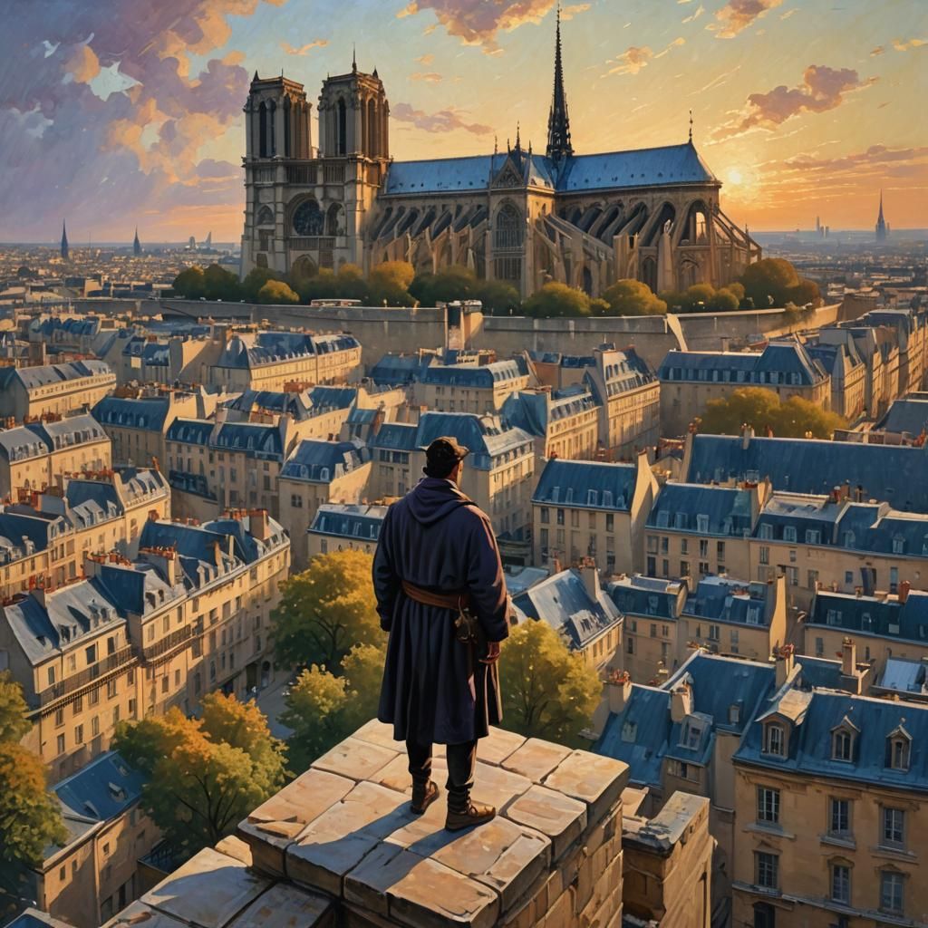 Assassin's Creed: Paris Sunset in Impressionistic Style