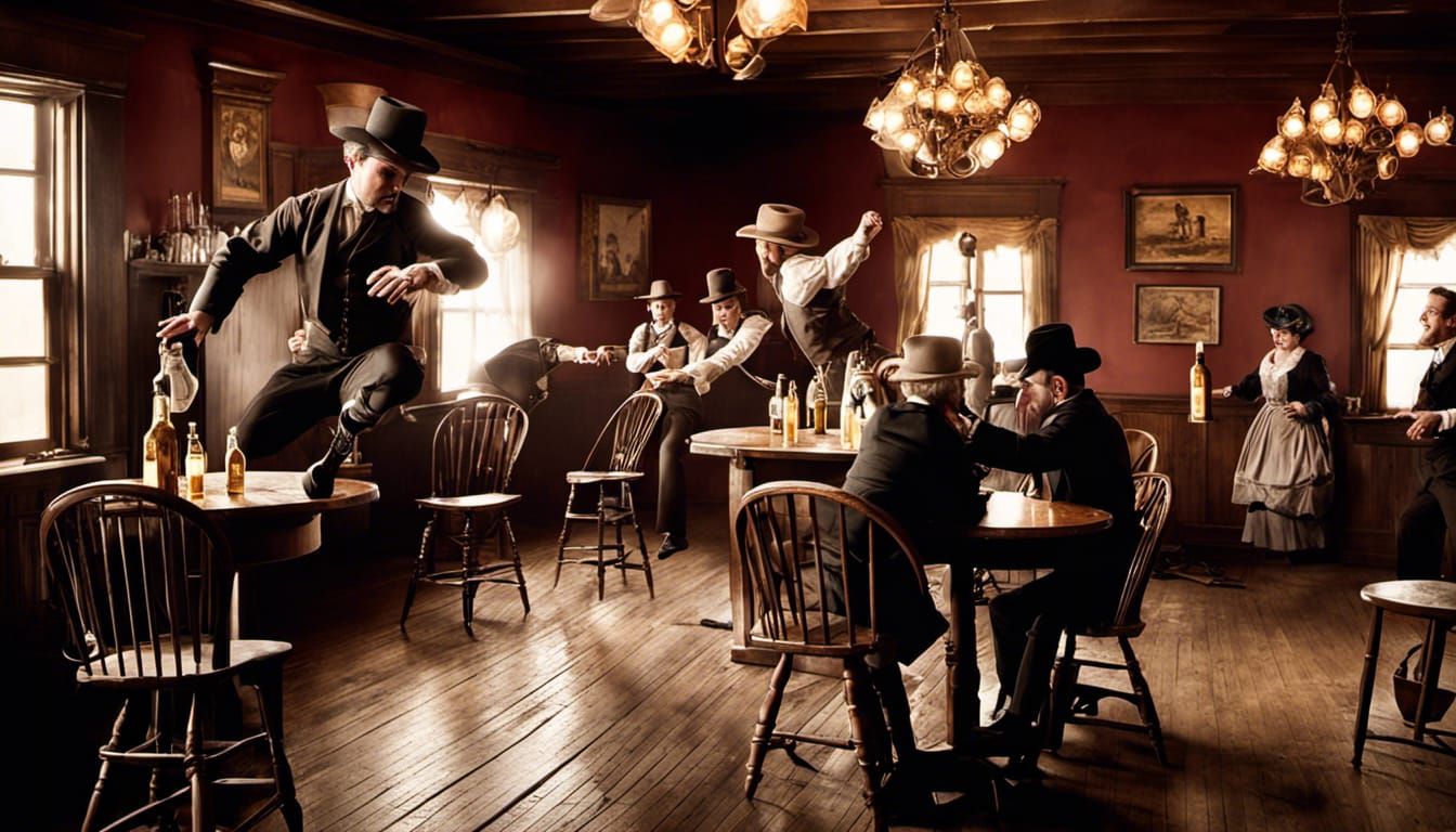 Old Saloon Brawl in Freeze Frame