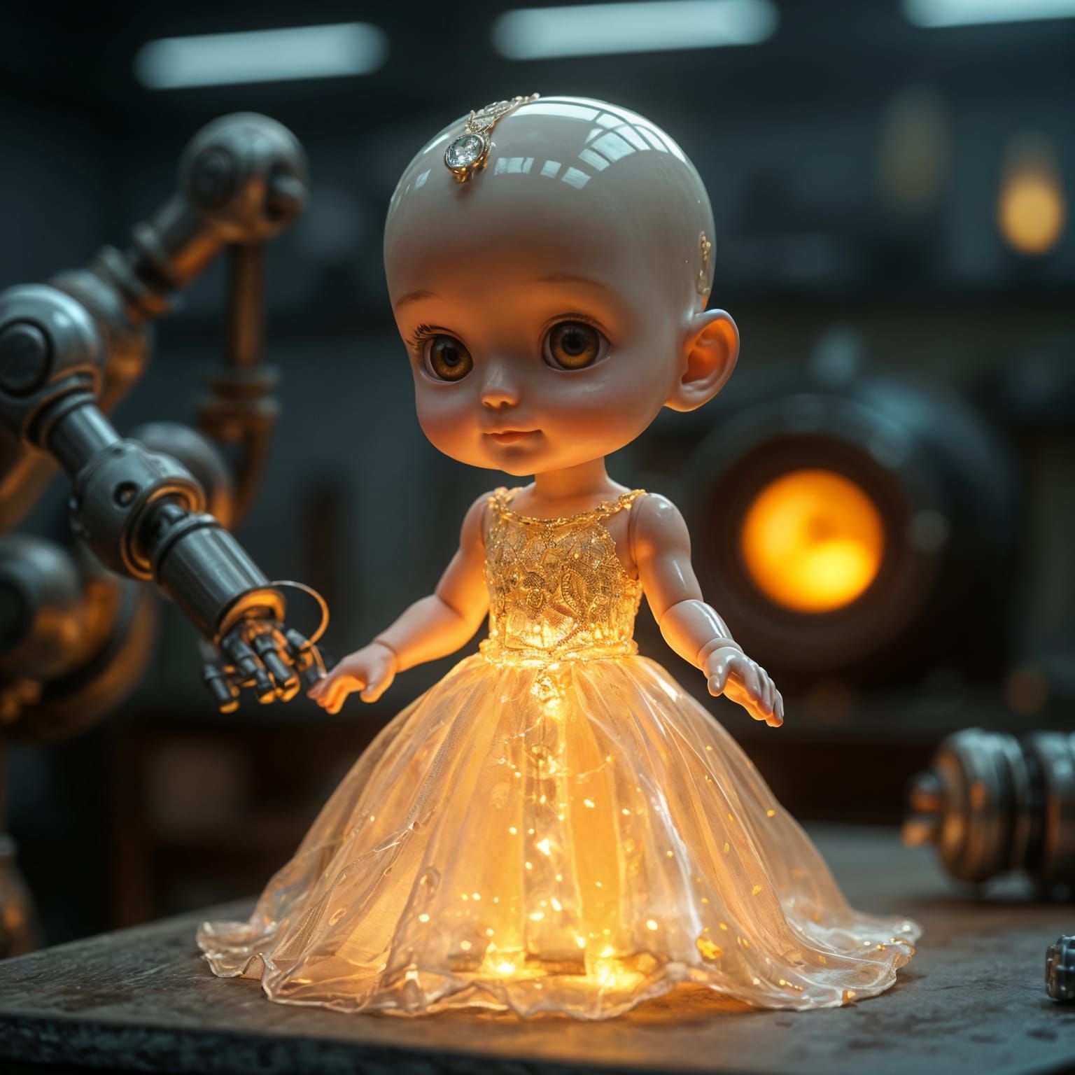 AI Crafts Glass Dress for Glowing Human Baby
