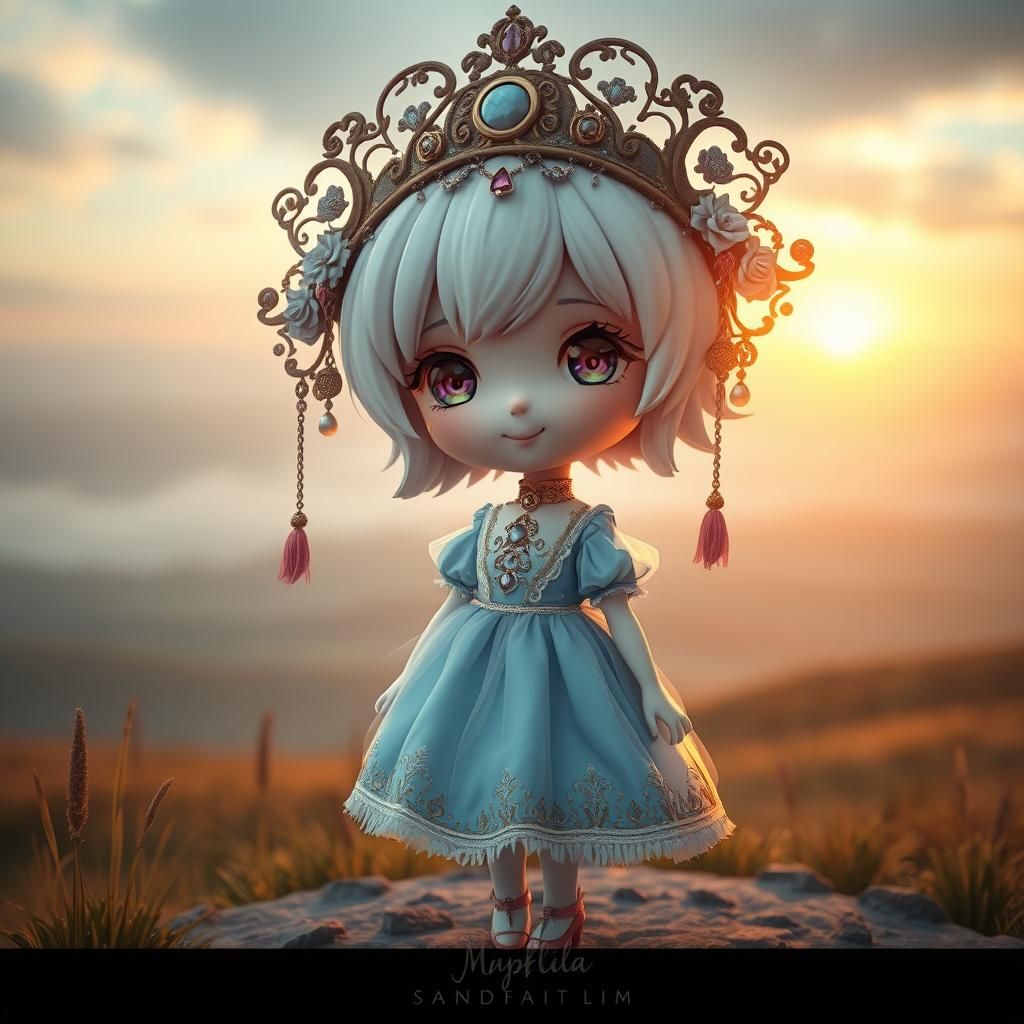 Chibi Girl in Rococo Dress, Panoramic View