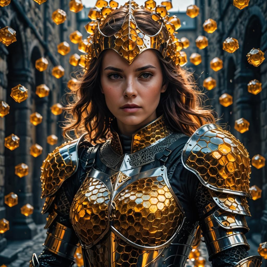 Ominous Woman Knight in Honeycomb Armor