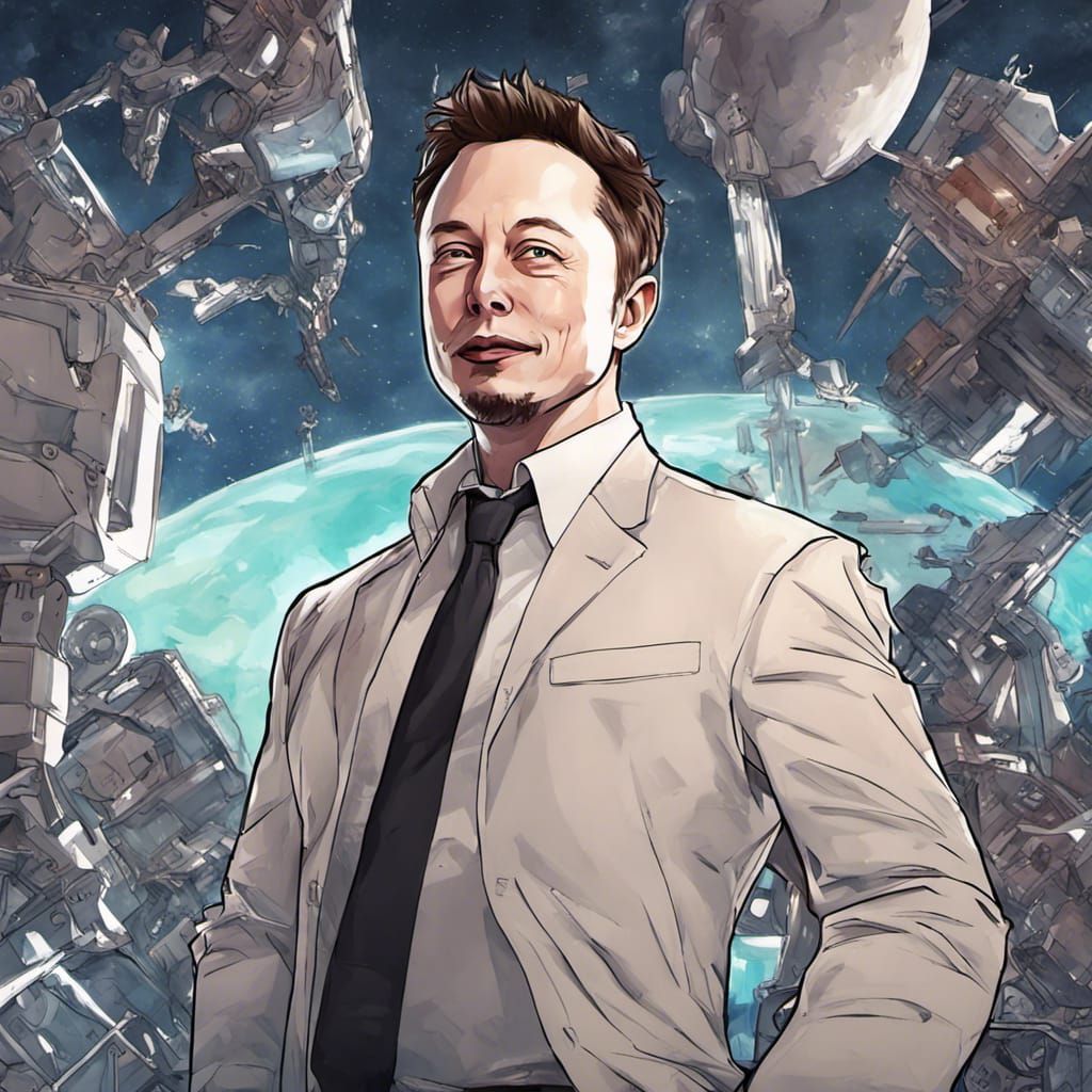 Elon Musk in Anime Key Visual Style